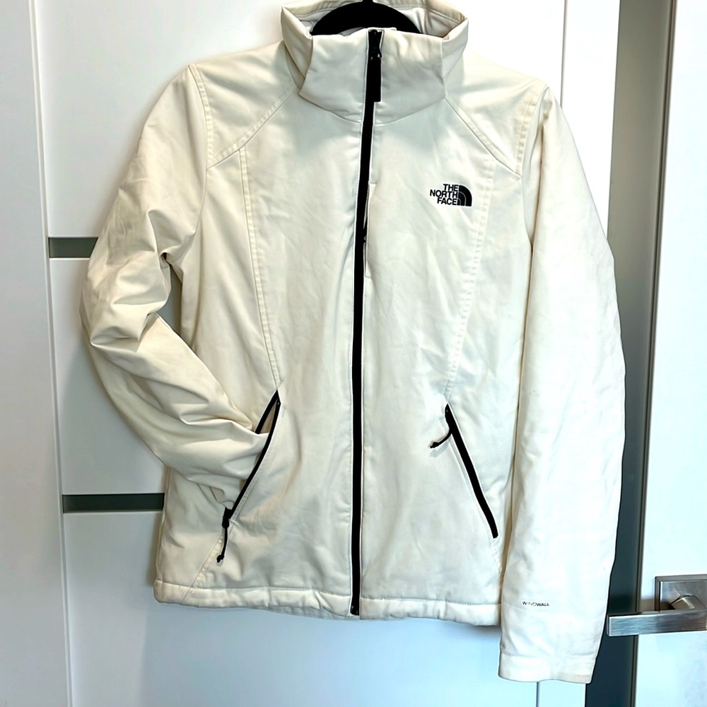 Women’s North Face Windwall Softshell White Zip Up 3 Front Pockets Jacket S